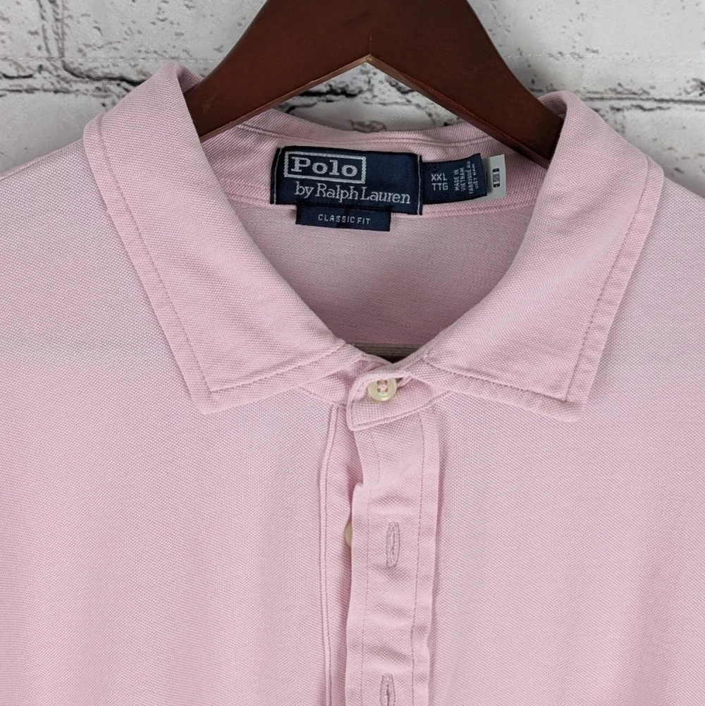 Pink Polo Ralph Lauren short sleeve three button pocket shirt, blue, tall